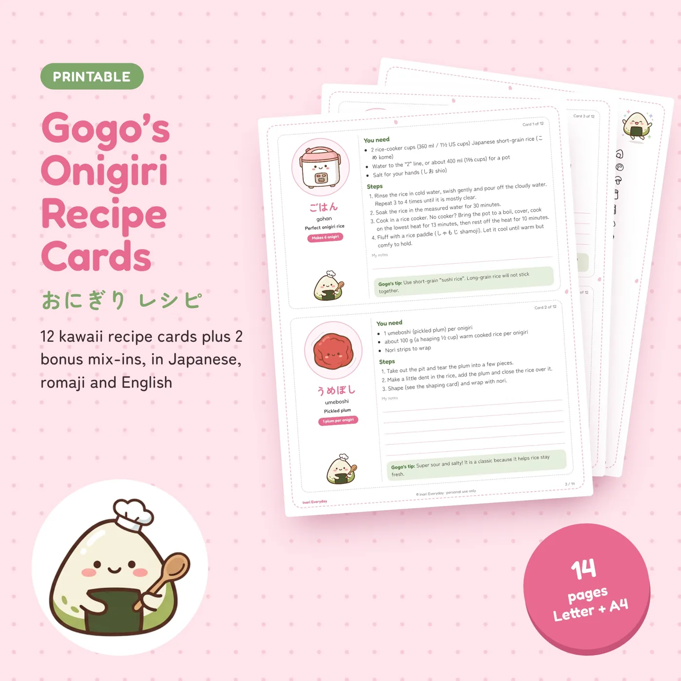 Gogo’s Onigiri Recipe Cards cover